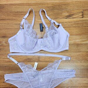 NWT Adore Me Kaia Unlined Brand Panty Set 40D & 2X, Purple, Size 40D/2X